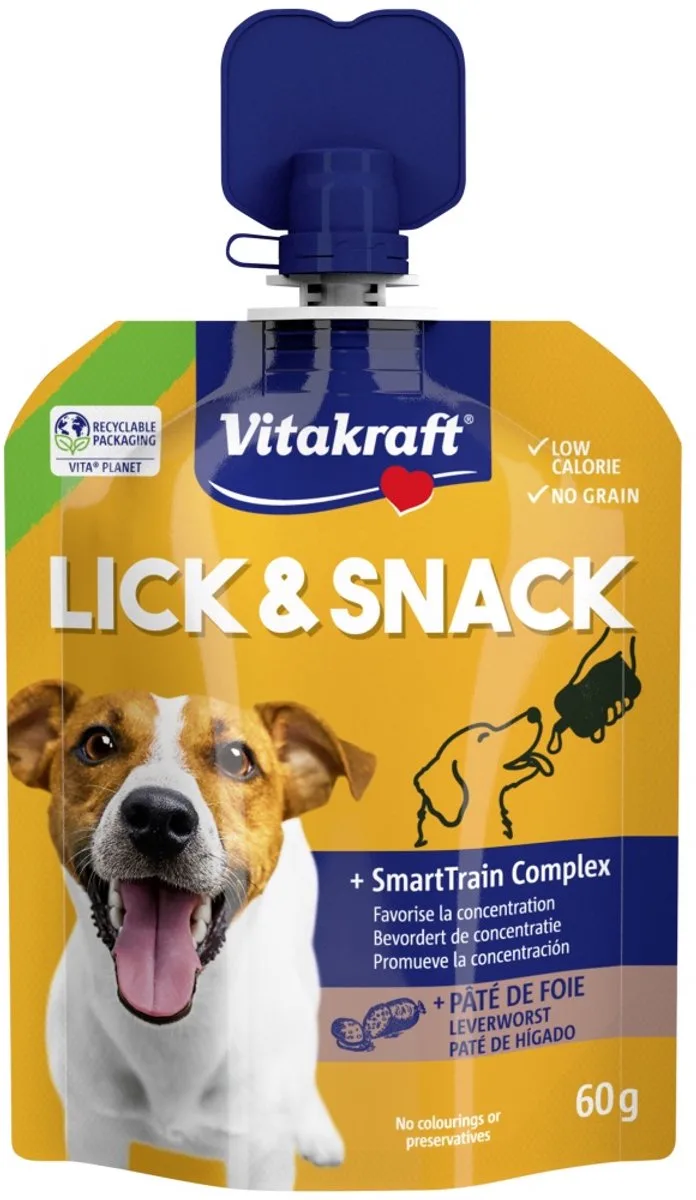 Lick & Snack Hond Leverworst - 1x 60 gr - Kattensnack - Liquid Snack de Vitakraft – photo produit