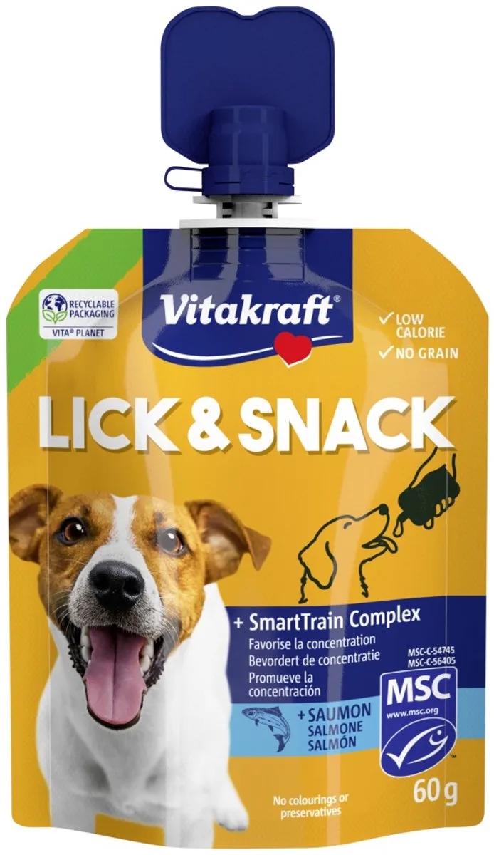 Lick & Snack Hond Zalm 1 x 60 gr - Hondensnack - Liquid Snack von Vitakraft – Produktfoto