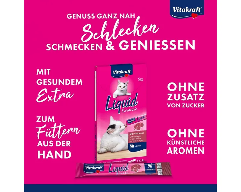 Friandises Liquides Pour Chat Au Foie Avec Biotine 6x15g de Vitakraft – photo produit 4 sur 4
