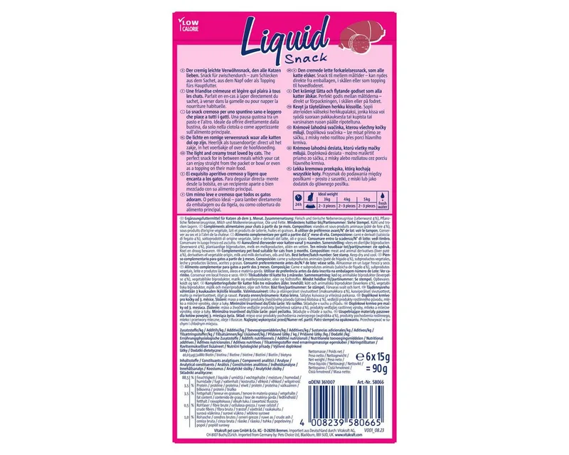 Friandises Liquides Pour Chat Au Foie Avec Biotine 6x15g de Vitakraft – photo produit 2 sur 4