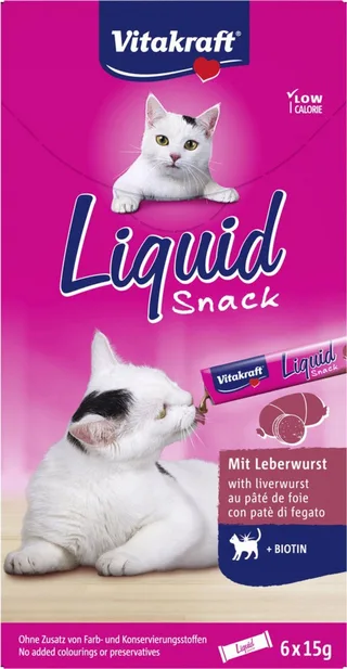 Friandises Liquides Pour Chat Au Foie Avec Biotine 6x15g de Vitakraft – photo produit 1 sur 4