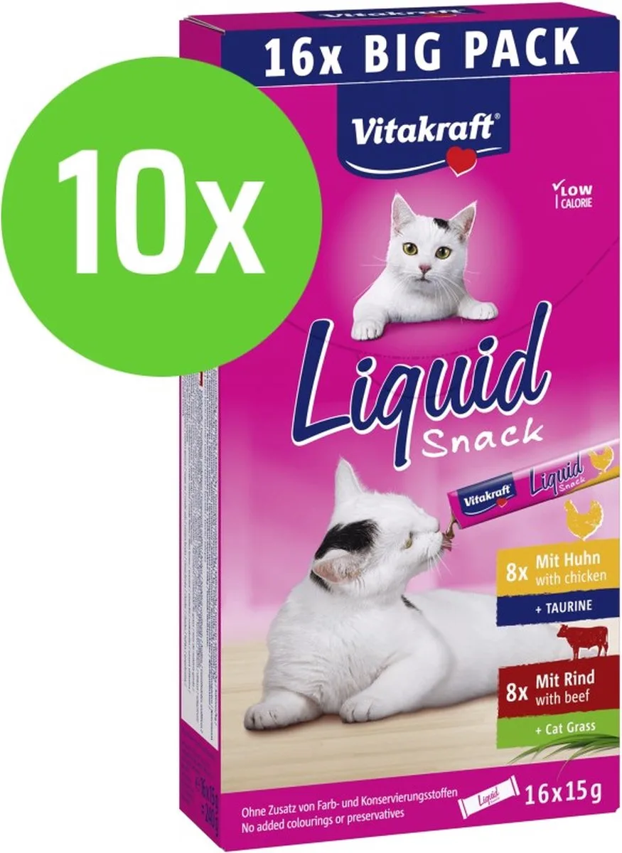 Liquid Snack Multipack - Kip & Rund - 10 x 16 st - 15 gram van Vitakraft – productfoto