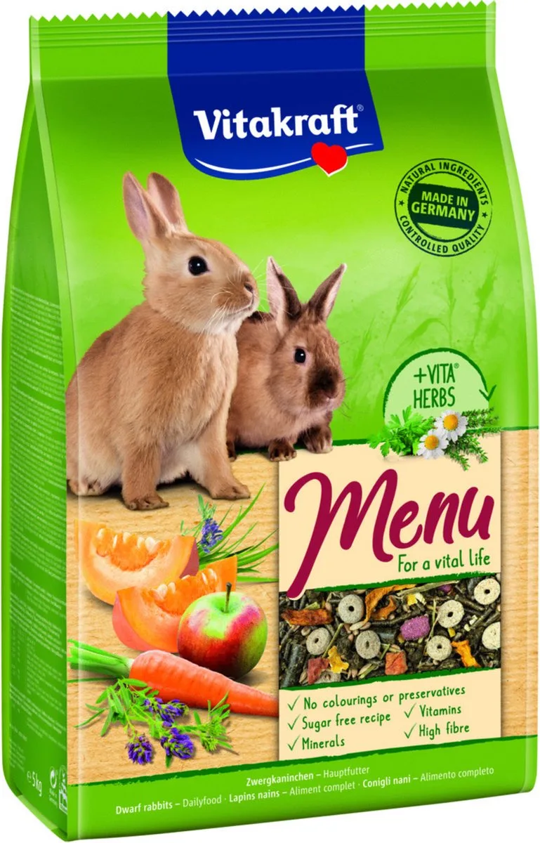 Menu Vital Dwergkonijn - Konijnenvoer - 5 kg de Vitakraft – photo produit