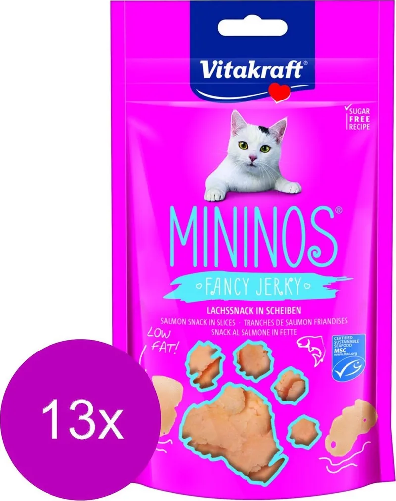 Mininos Fancy Jerky - Kattensnack - 13 x Zalm 40 g von Vitakraft – Produktfoto