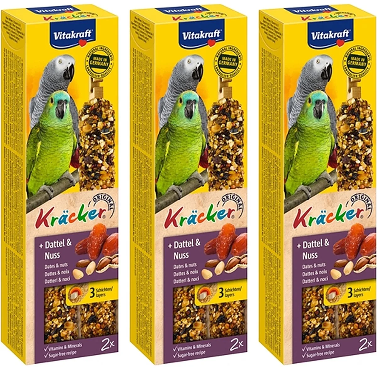 Papegaai Kracker Vitakraft - Fruit/Noot 2 In 1 - 3 verpakkingen van 2 stuks - Multipack van Vitakraft – productfoto