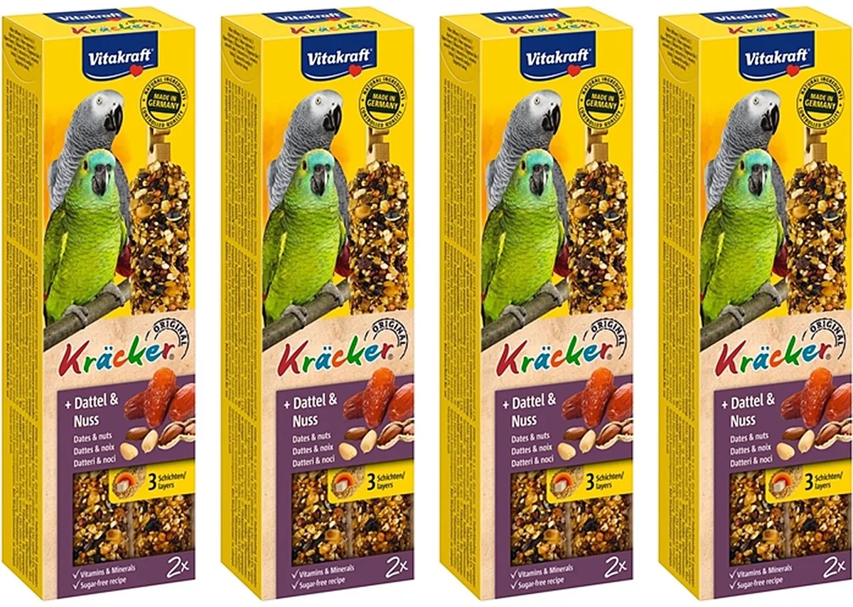 Papegaai Kracker Vitakraft - Fruit/Noot 2 In 1 - 4 verpakkingen van 2 stuks - Multipack van Vitakraft – productfoto