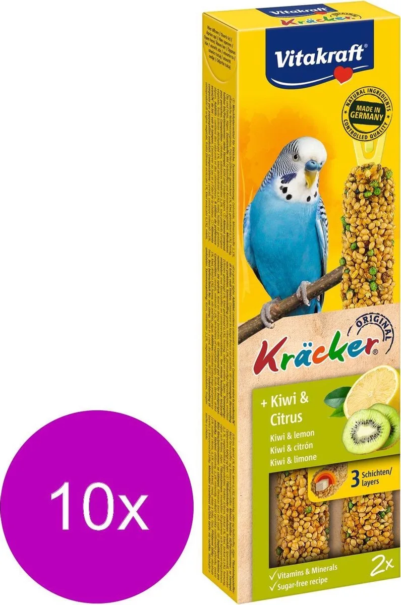 Parkiet Kracker 2 stuks - Vogelsnack - 10 x Kiwi by Vitakraft – product photo