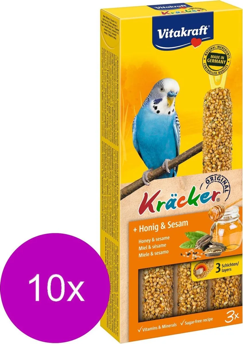 Parkiet Kracker 3 stuks - Vogelsnack - 10 x Honing van Vitakraft – productfoto