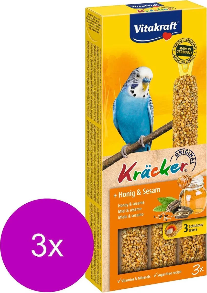 Parkiet Kracker 3 stuks - Vogelsnack - 3 x Honing van Vitakraft – productfoto