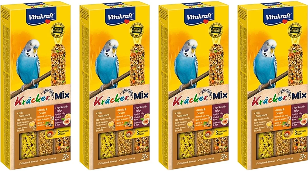 Parkiet Kracker Vitakraft - Honing, Fruit, Ei - 4 verpakkingen van 3 stuks - Multipack von Vitakraft – Produktfoto