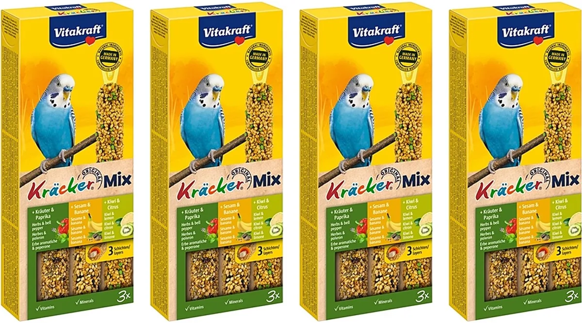 Parkiet Kracker Vitakraft - Vijgen, Banaan, Sesam, Kiwi - 4 verpakkingen van 3 stuks - Multipack von Vitakraft – Produktfoto