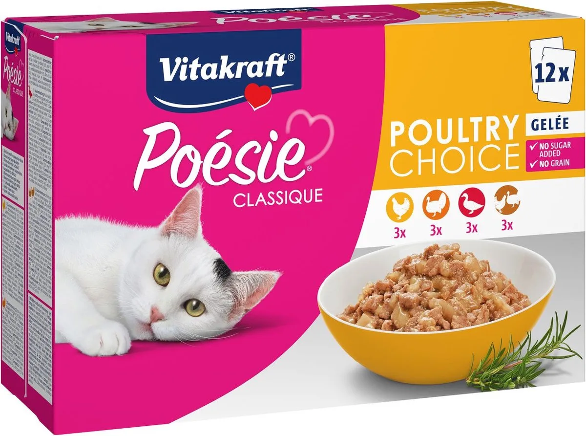 Poesie Classique Gevogelte Gelei 12x85 gram - 5 Dozen van Vitakraft – productfoto