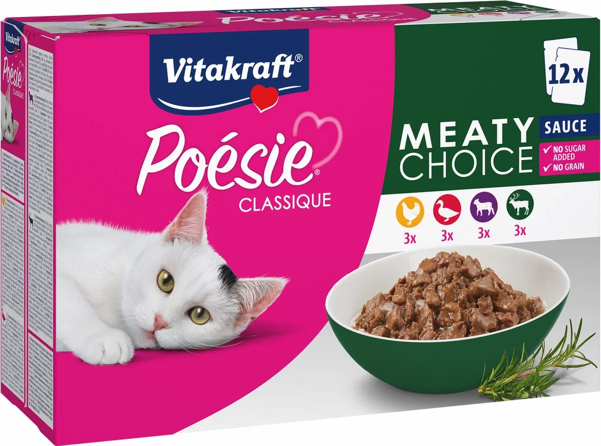 Poesie Classique - Multipack - Meaty Choice - Sauce - 12x85gr van Vitakraft – productfoto