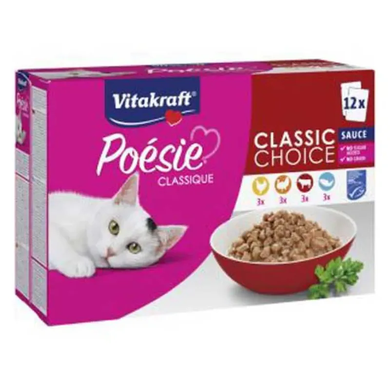 Aliment Humide Pour Chat Poesie Classique 12x85g de Vitakraft – photo produit