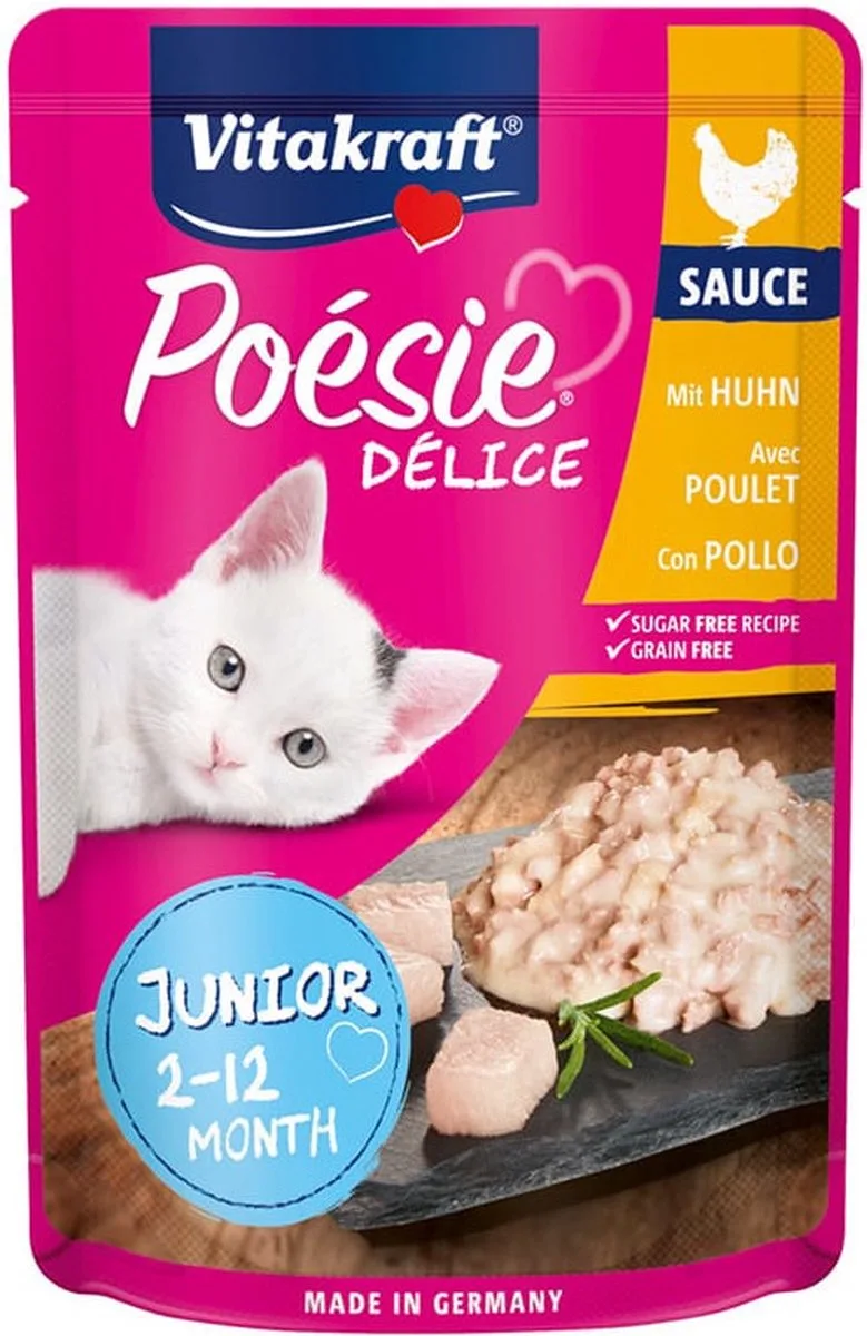 Poesie Deli Sauce Junior Pouch 85 g - Kattenvoer - 23 x Kip de Vitakraft – photo produit