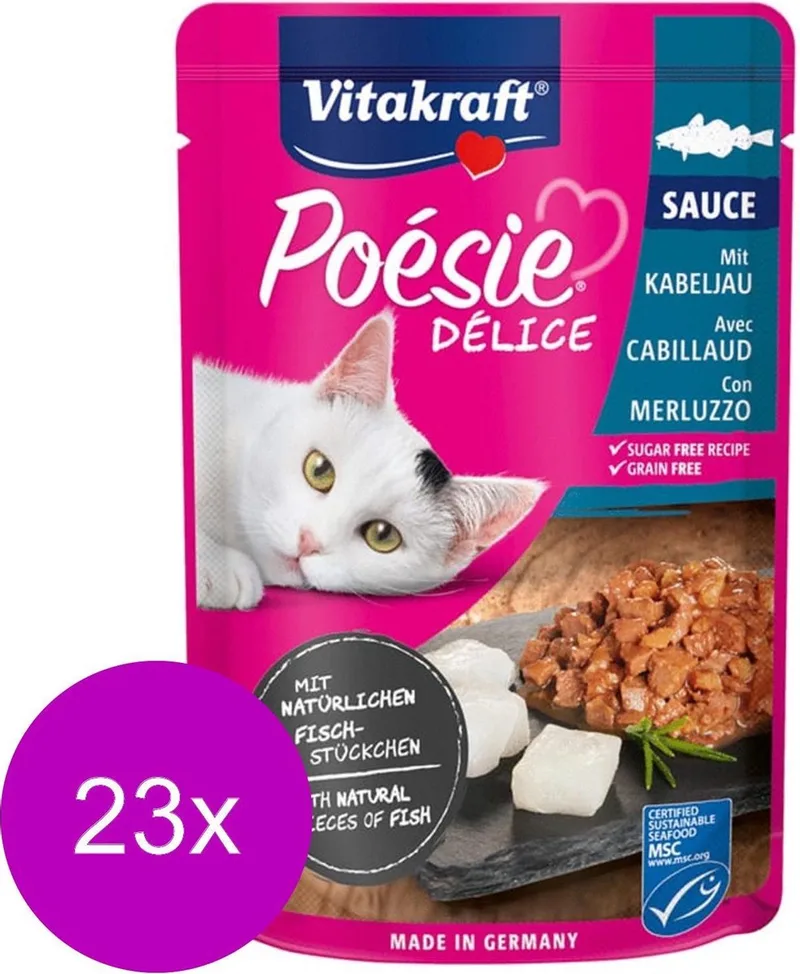 Poésie Deli Sauce Pouch 85 g - Kattenvoer - 23 x Kabeljauw by Vitakraft – product photo