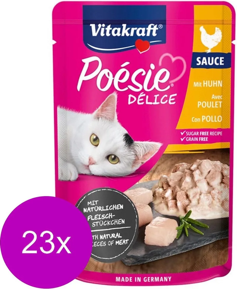 Poesie Deli Sauce Pouch 85 g - Kattenvoer - 23 x Kip by Vitakraft – product photo