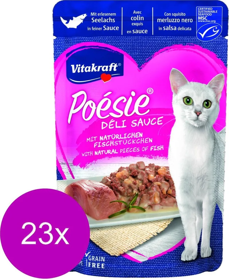 Poesie Deli Sauce Pouch 85 g - Kattenvoer - 23 x Koolvis von Vitakraft – Produktfoto