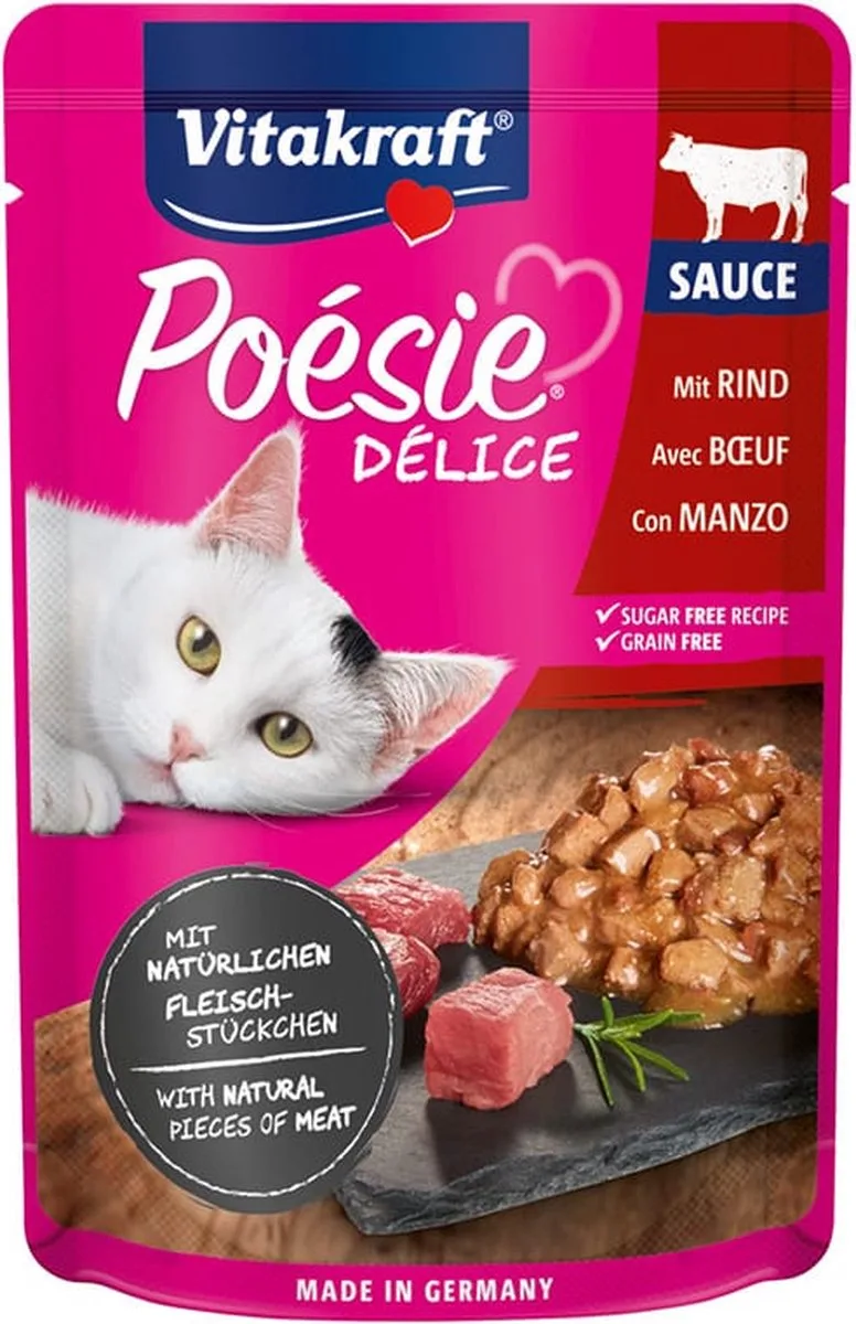 Poesie Deli Sauce Pouch 85 g - Kattenvoer - 23 x Rund de Vitakraft – photo produit