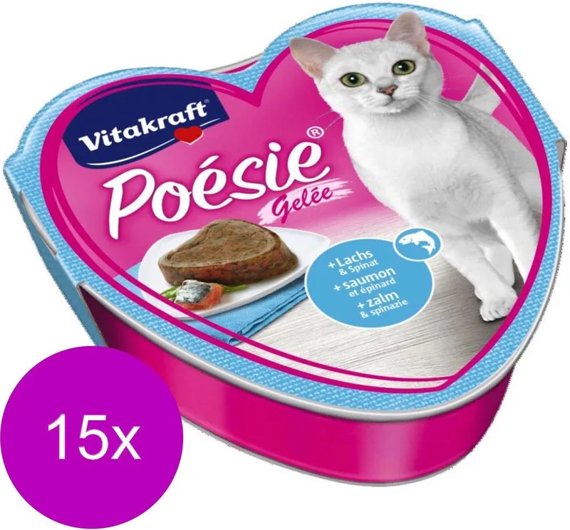 Poésie Gelei Alu 85 g - Kattenvoer - 15 x Zalm&Spinazie de Vitakraft – photo produit