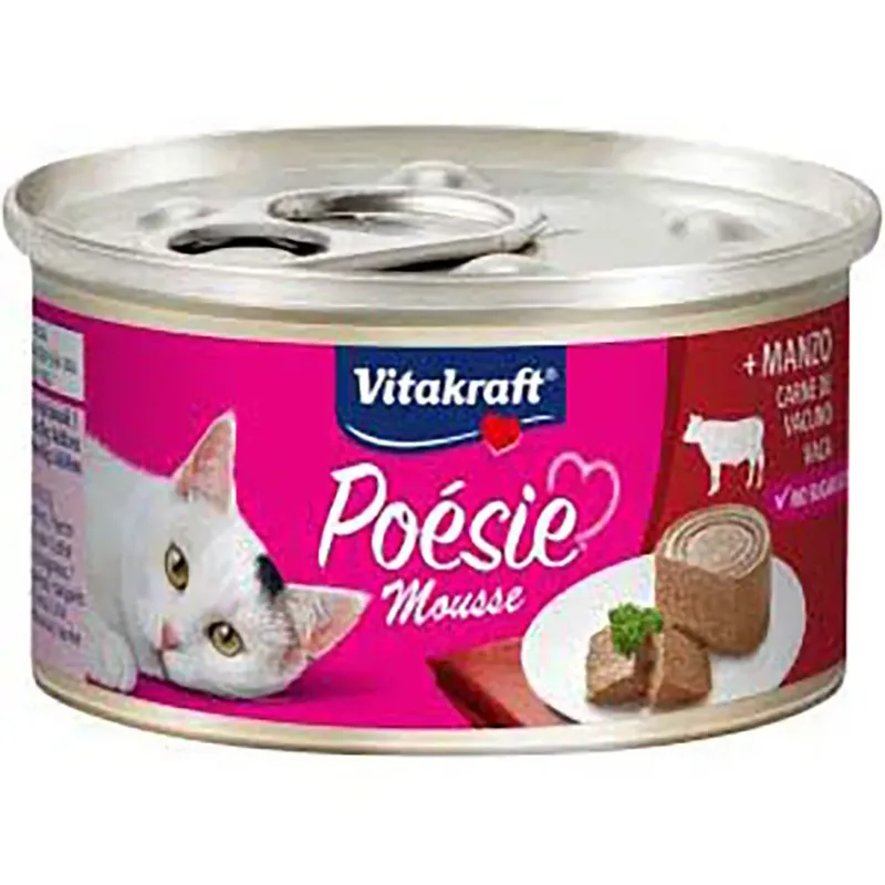 Pâtée Pour Chat Poesie Mousse Au Bœuf 85gr 12 Unités de Vitakraft – photo produit 1 sur 2
