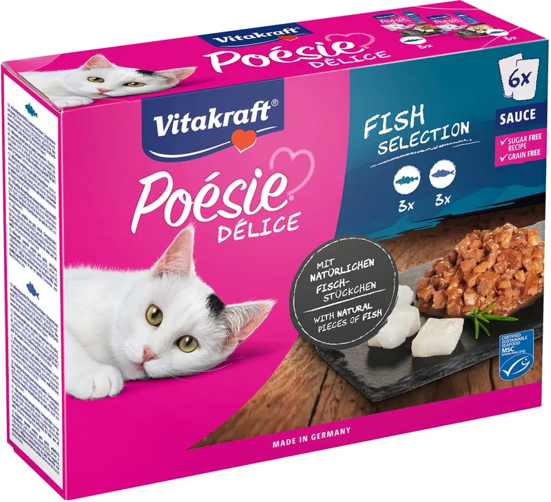 Poésie Multipack Deli Sauce Vis Pouch 6x85 g - Kattenvoer - Koolvis&Kabeljauw von Vitakraft – Produktfoto