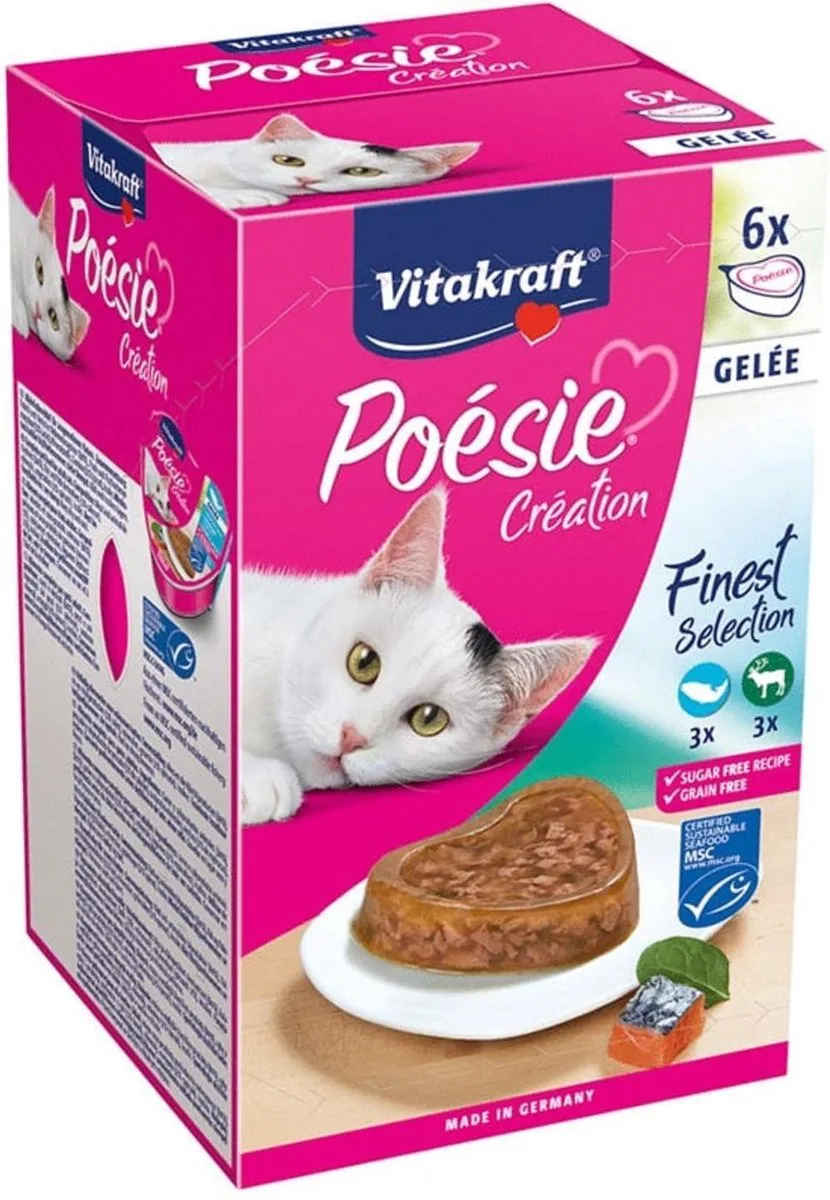 Poesie Multipack Gelei | 6x85 g,zalm wild fra Vitakraft – produktbillede