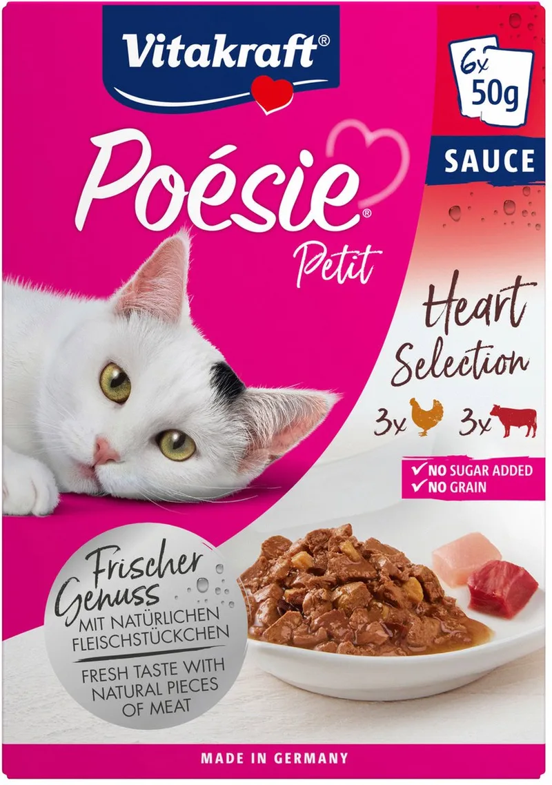 Poésie Petit Heart Selection - Kattenvoer - Gevogelte Hart 6x50 g by Vitakraft – product photo