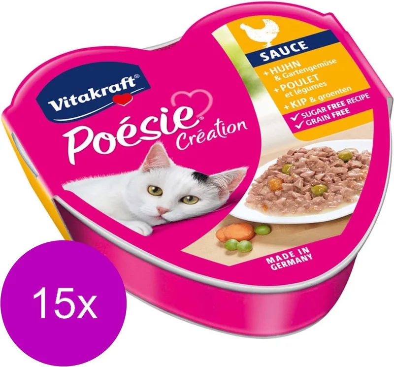 Poésie Saus Alu - Kattenvoer - Kip & Groente - 15 x 85 g by Vitakraft – product photo