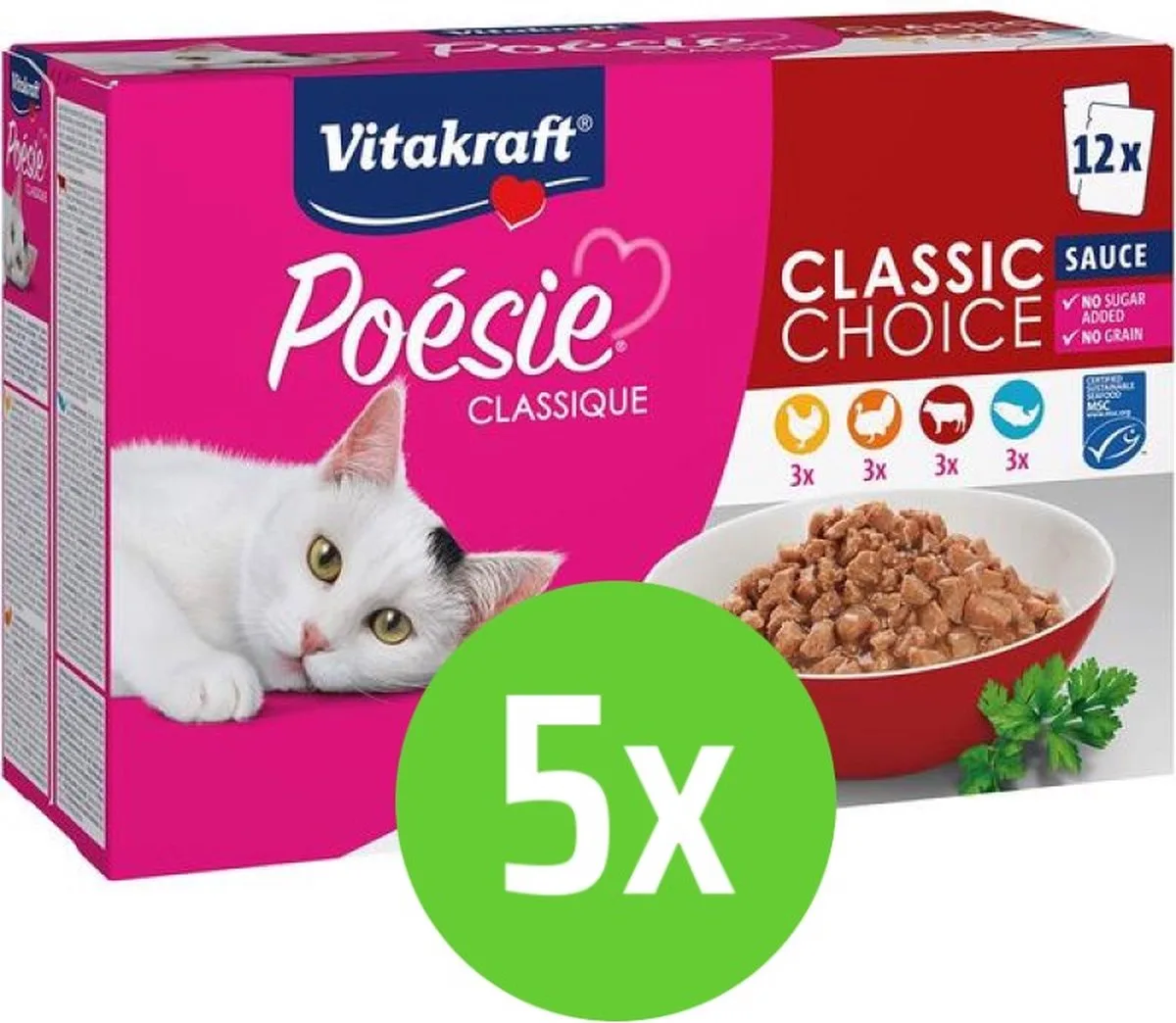 Poesie Voordeelpak - Classique Sauce- 5 pakken van Vitakraft – productfoto