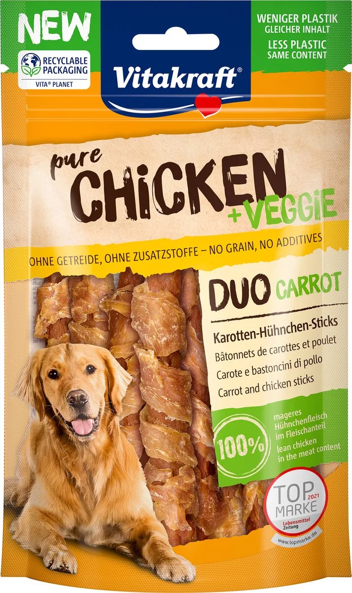 Pure Chicken Veggie Stick - Hondensnacks - Wortel Kip 80 g by Vitakraft – product photo