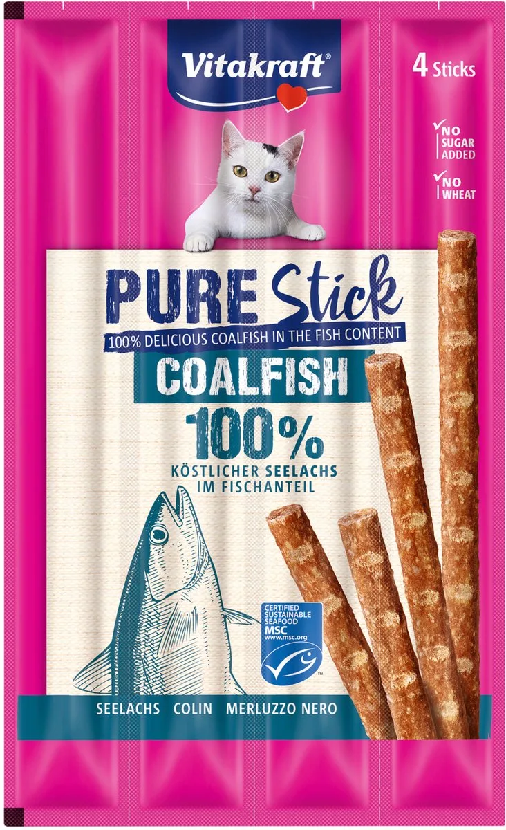 Purestick - Kattensnacks - Koolvis - MSC - 1 x 4 st by Vitakraft – product photo