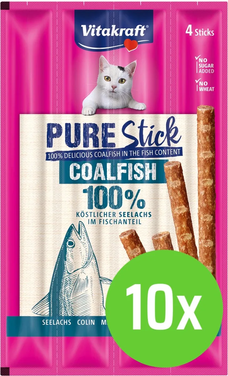 Purestick - Kattensnacks - Koolvis - MSC - 10 x 4 st by Vitakraft – product photo
