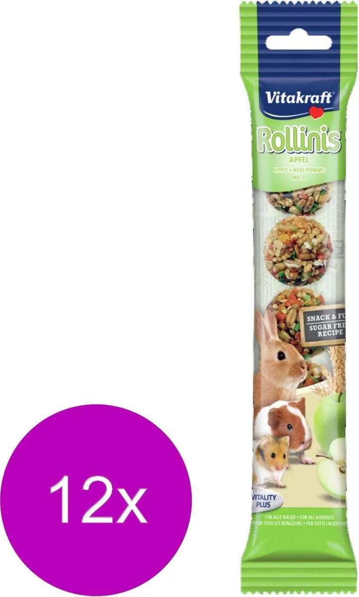 Rollinis Appel - Knaagdiersnack - 12 x 48 g von Vitakraft – Produktfoto