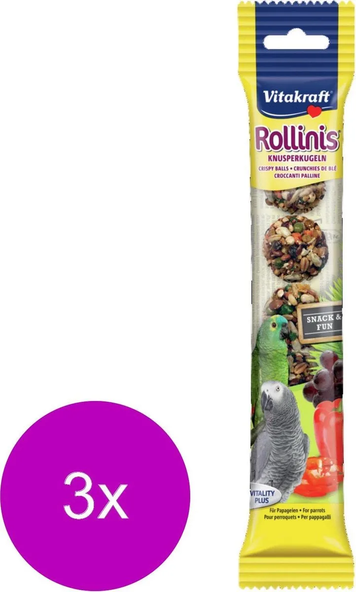 Rollinis Papegaai - Vogelsnack - 3 x 48 g von Vitakraft – Produktfoto