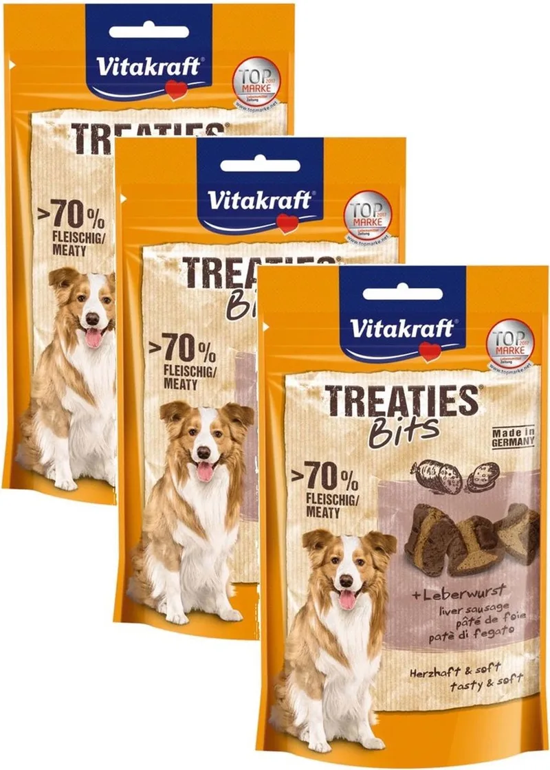Treaties Bits Leverworst - Hond - Snack - 3 x 120 gr de Vitakraft – photo produit