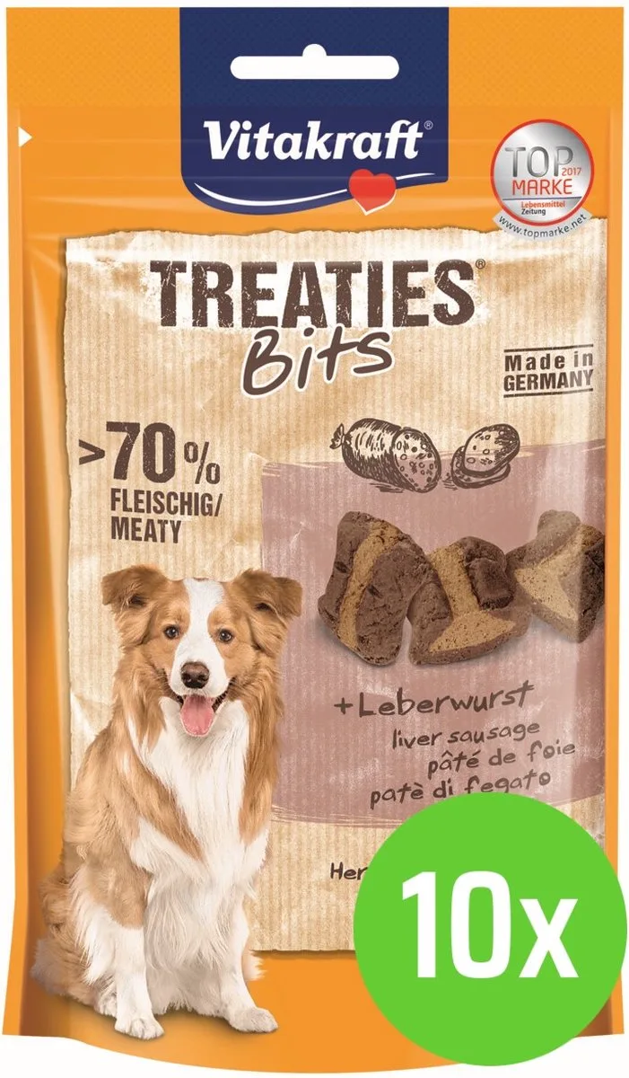 Treaties Bits leverworst - hondensnack - 120 gram - 10 Verpakkingen de Vitakraft – photo produit