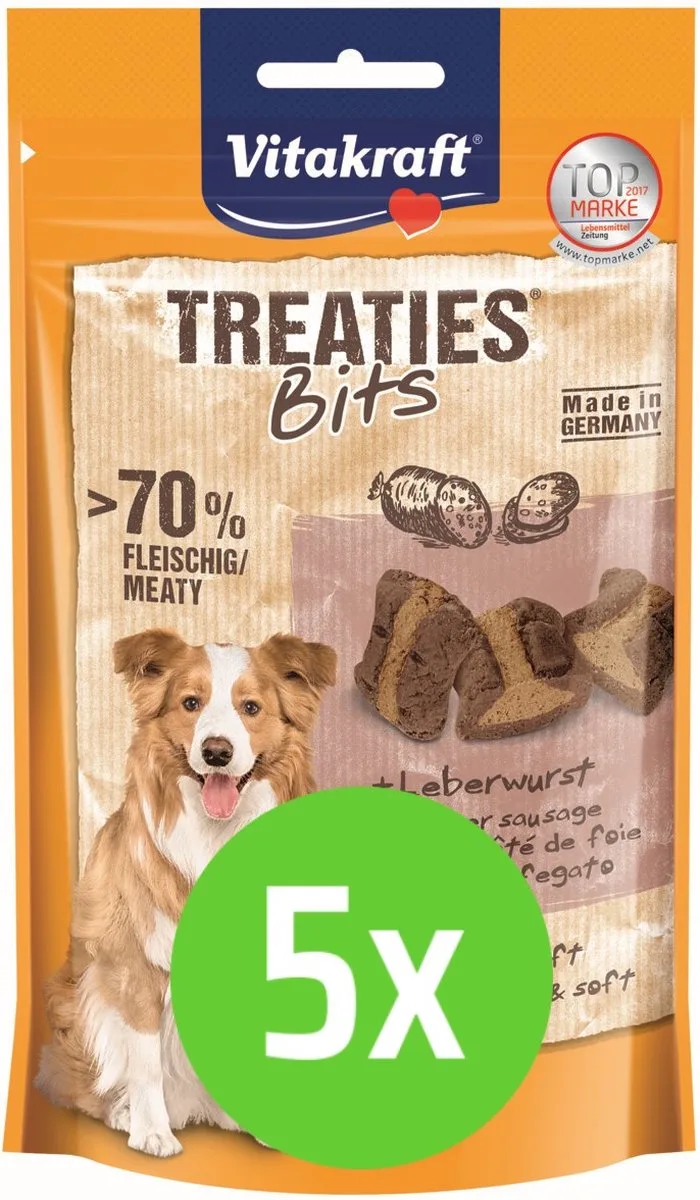 Treaties Bits Leverworst - Hondensnack - 120 gram - 5 verpakkingen von Vitakraft – Produktfoto