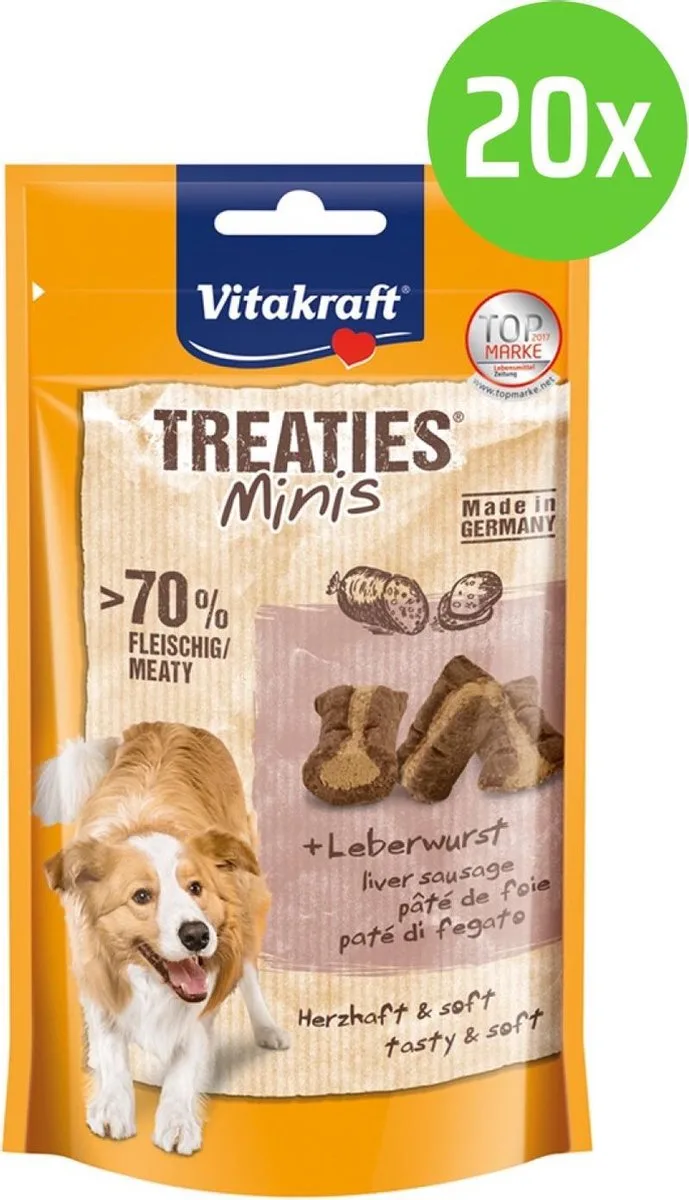 Treaties Minis Leverworst - hondensnack - 20 verpakkingen de Vitakraft – photo produit