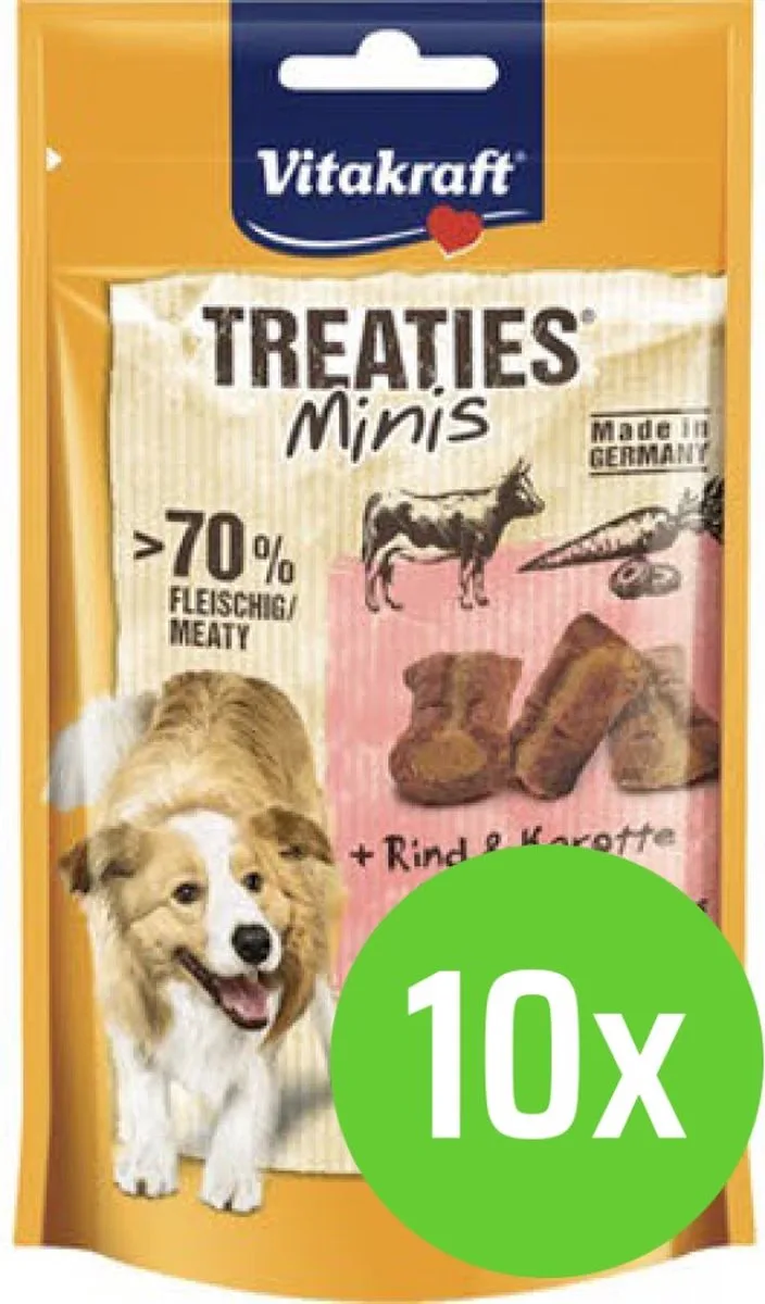 Treaties Minis Rund & Wortel - hondensnack - 48 gram - 10 Verpakkingen von Vitakraft – Produktfoto