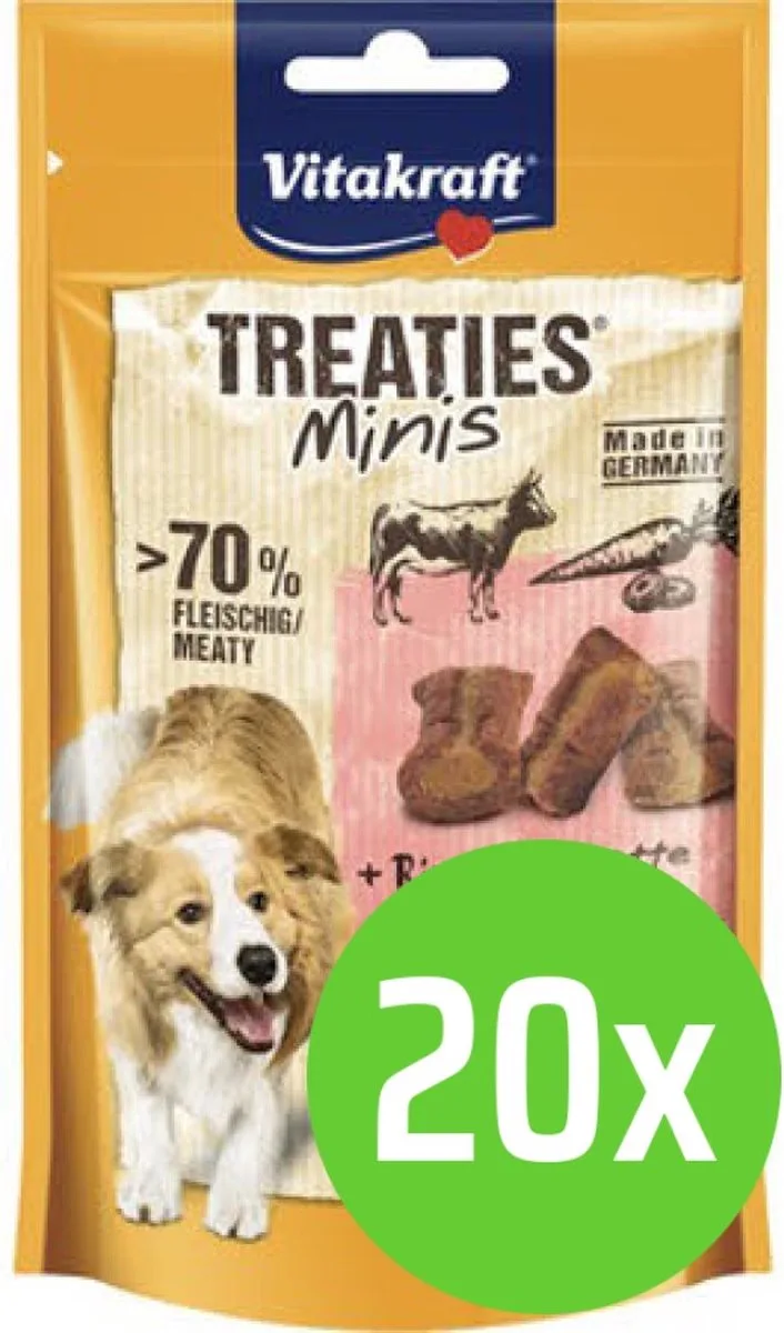 Treaties Minis Rund & Wortel - hondensnack - 48 gram - 20 Verpakkingen by Vitakraft – product photo
