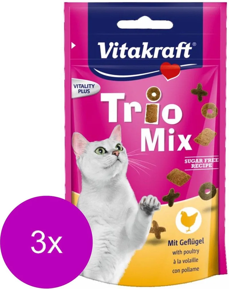 Trio Mix met Gevogelte - Kat - Snack - 3 x 60 gr von Vitakraft – Produktfoto