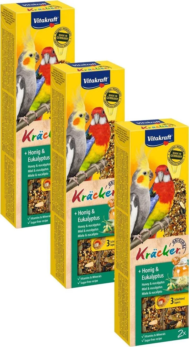 Valkparkiet Kracker 2 stuks - Vogelsnack - 3 x Honing van Vitakraft – productfoto