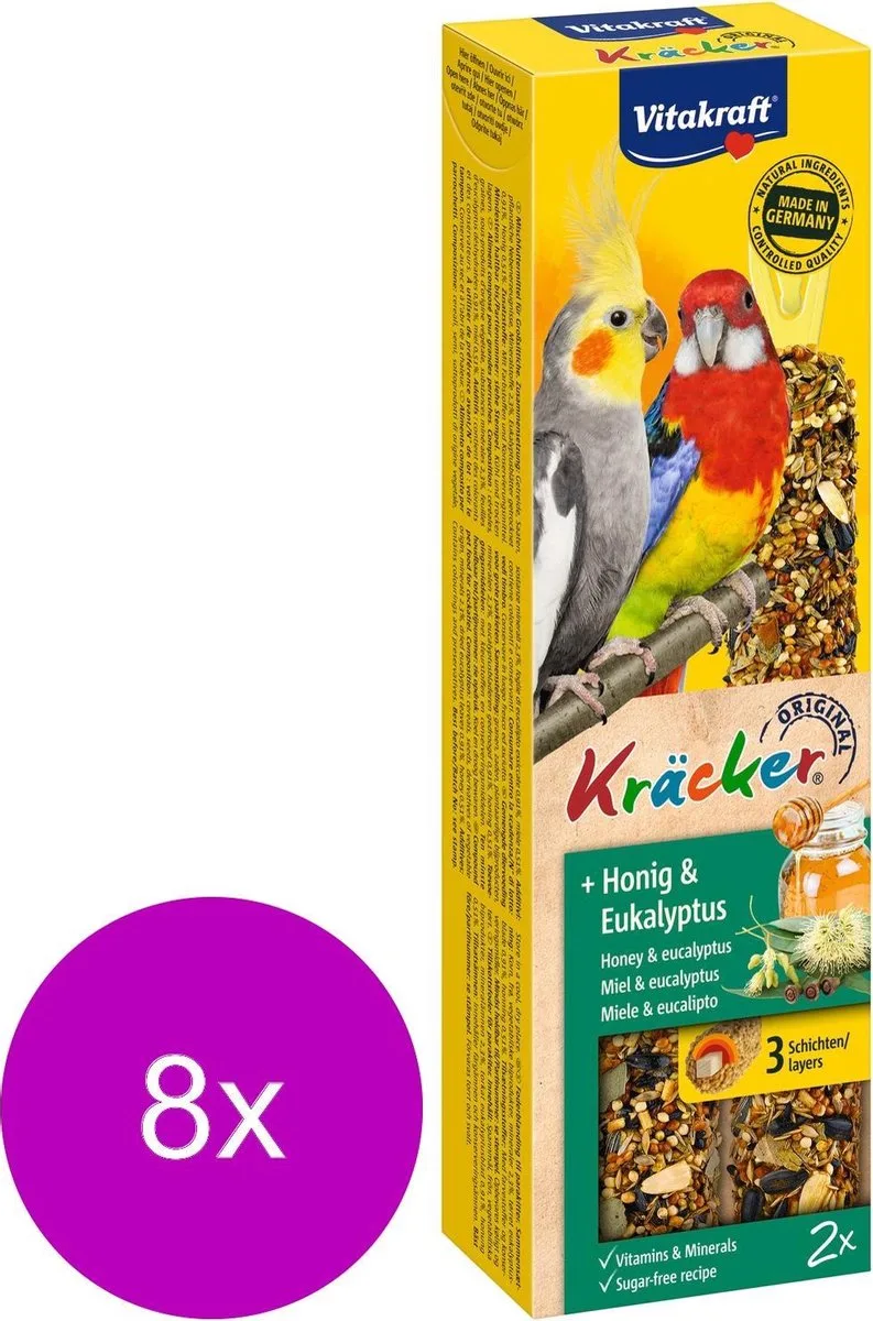 Valkparkiet Kracker 2 stuks - Vogelsnack - 8 x Honing van Vitakraft – productfoto