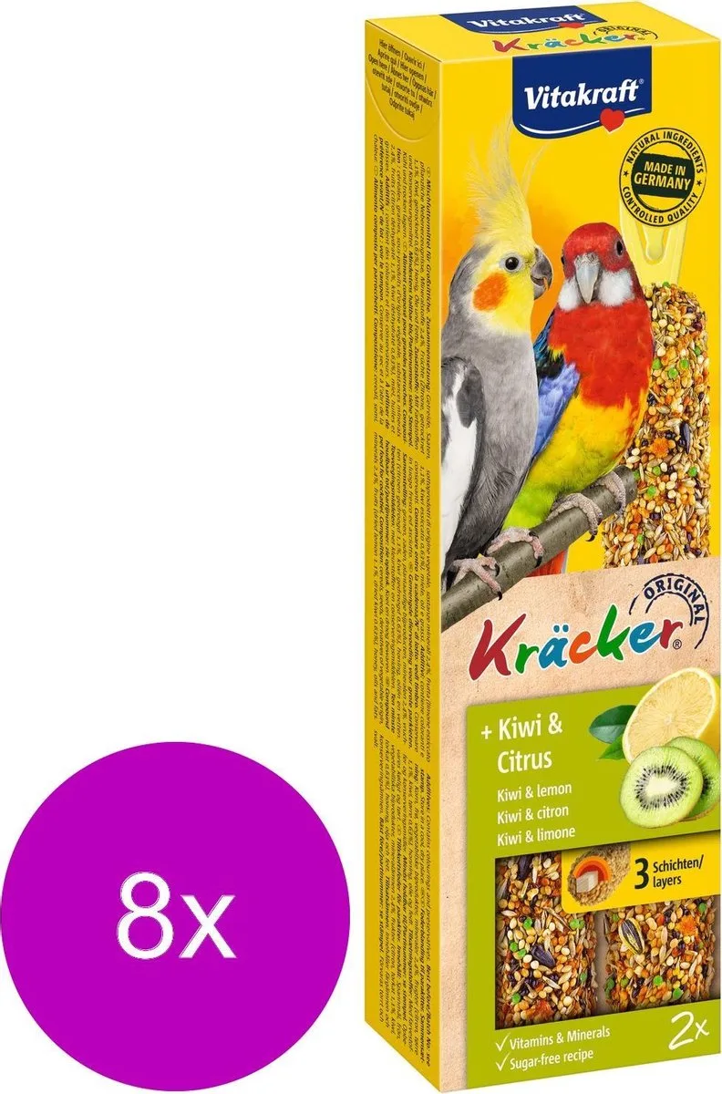 Valkparkiet Kracker 2 stuks - Vogelsnack - 8 x Kiwi van Vitakraft – productfoto
