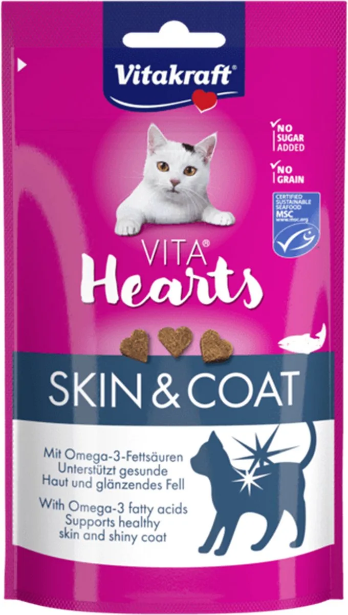 Vita Hearts Skin & Coat Zalm 40 gr - Kattensnack by Vitakraft – product photo
