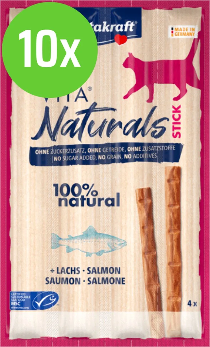 Vita Naturals Cat Stick Zalm - 10 x 4 st van Vitakraft – productfoto