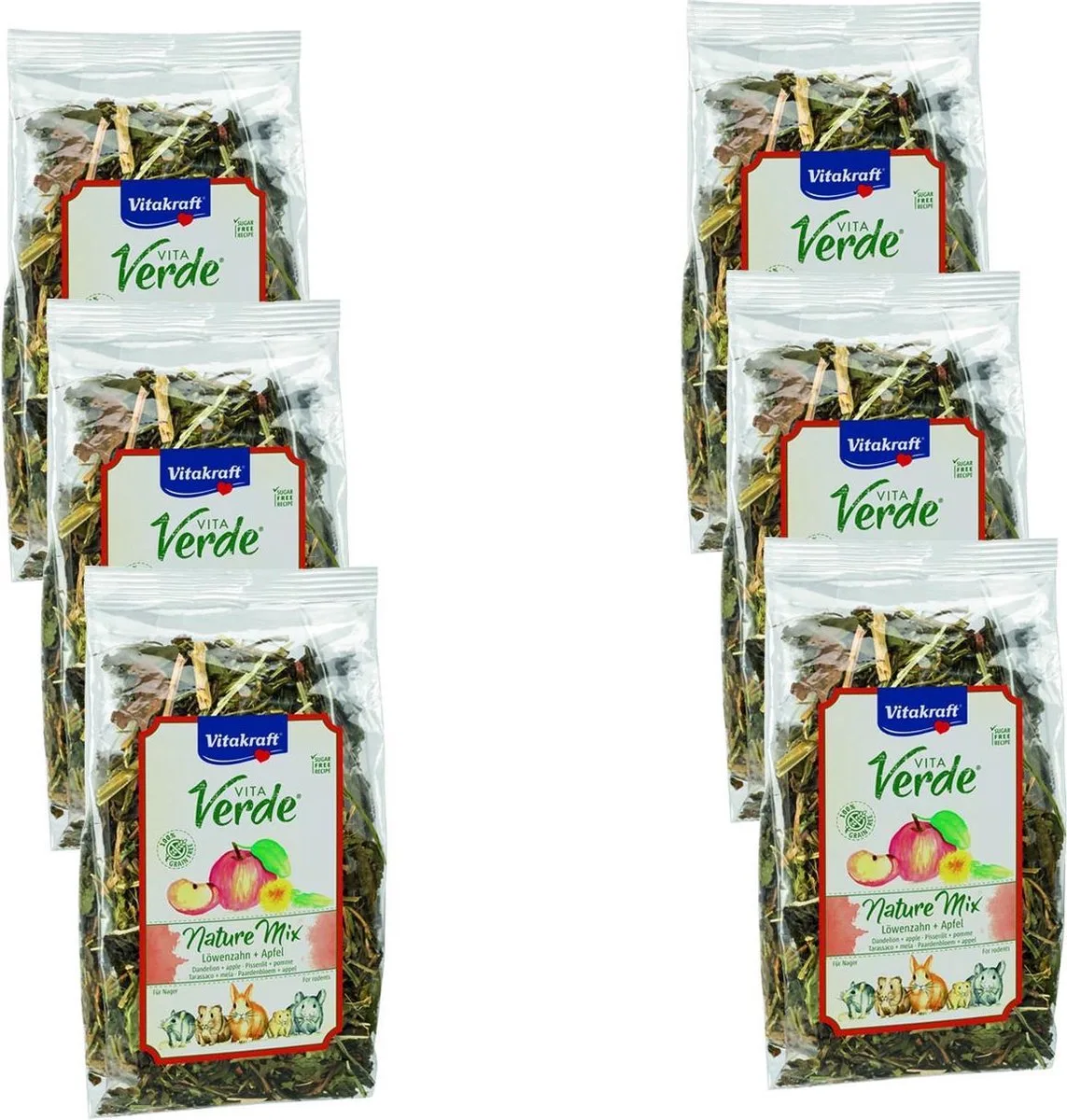 Vita-Verde Paardenbloem/Appel - Knaagdiersnack - 6 x 80 g van Vitakraft – productfoto