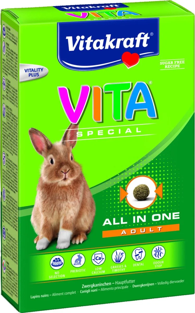 Vitaspecial Adult Dwergkonijn - Konijnenvoer - 600 g von Vitakraft – Produktfoto