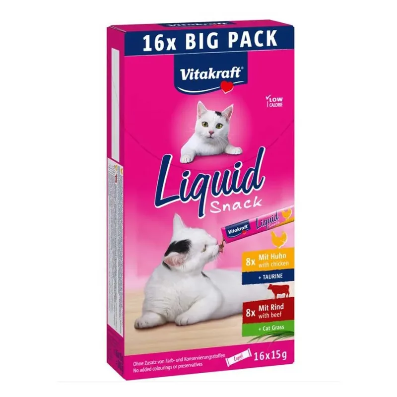 Snack Liquide Pour Chat Avec Du Bœuf Et Du Poulet 16 X Friandise Pour Chat 15g de Vitakraft – photo produit